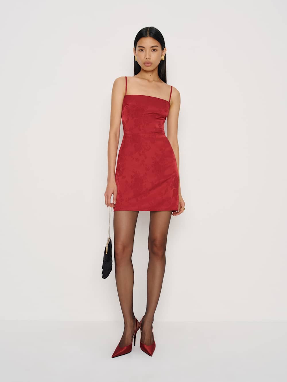 Reformation Frankie Silk Mini Dress In Merlot, New Without Tags, Never Worn.